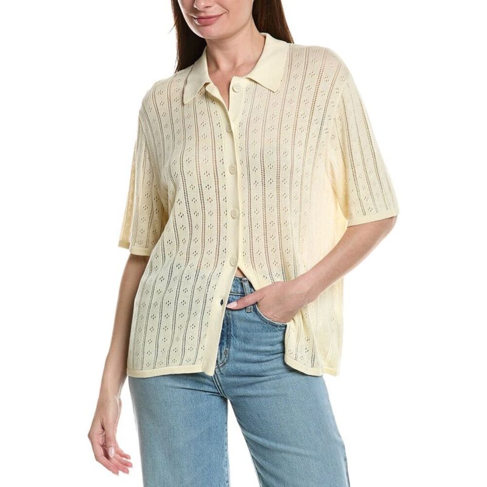 Rolla's Womens  Milan Linen-Blend Knit Shirt, Brown